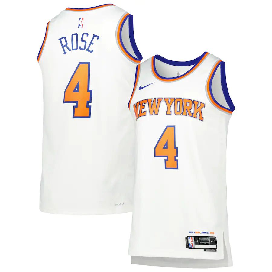 Men New York Knicks #4 Derrick Rose Nike White Association Edition 2022-23 Swingman NBA Jersey
